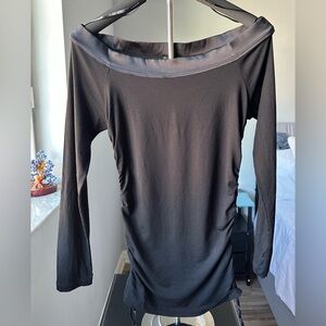bebe Black Off-Shoulder Long Sleeve Top